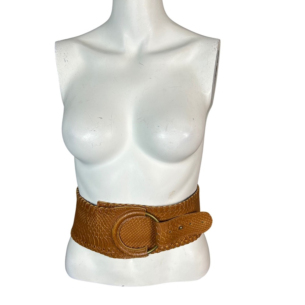 Motif 56 Corset Belt Small Tan Brown Embossed Leather Wide Boho Festival - Picture 5 of 12